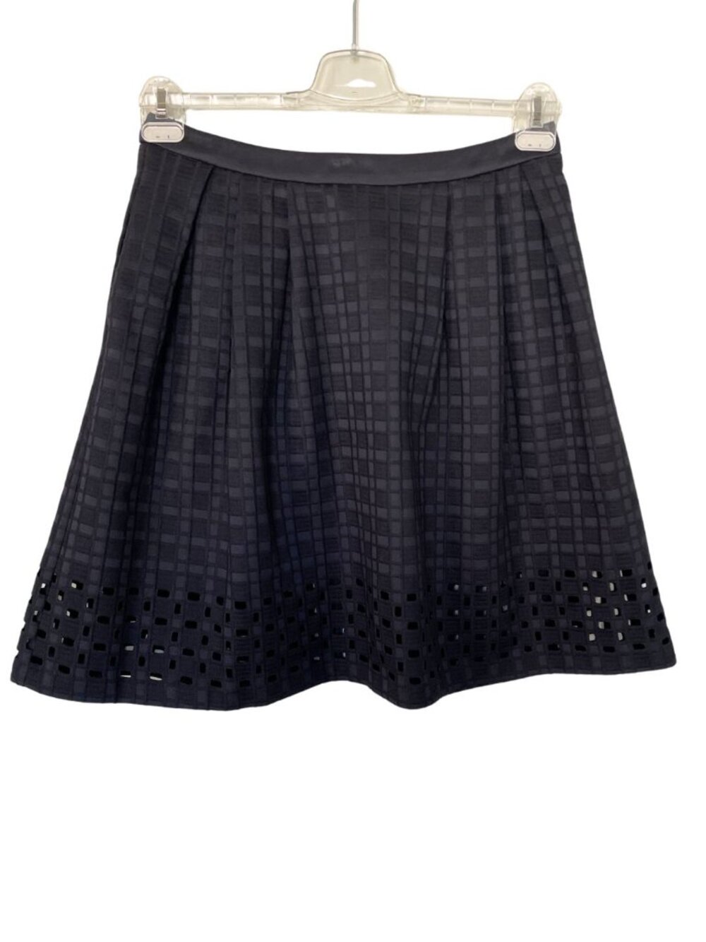 Catherine Malandrino Black A-Line Cutout Skirt Sz 10 Pleated Preppy